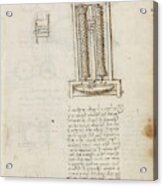Folio F 15r. Codex Madrid I -ms. 8937- 'treaty Of Statics And Mechanics', 192 Folios With 384 Pag... Acrylic Print