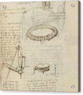 Folio F 16v. Codex Madrid I -ms. 8937- 'treaty Of Statics And Mechanics', 192 Folios With 384 Pag... Acrylic Print