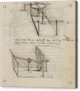 Folio F 30r. Codex Madrid I -ms. 8937- 'treaty Of Statics And Mechanics', 192 Folios With 384 Pag... Acrylic Print