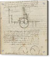 Folio F 32v. Codex Madrid I -ms. 8937- 'treaty Of Statics And Mechanics', 192 Folios With 384 Pag... Acrylic Print