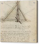 Folio F 43r. Codex Madrid I -ms. 8937- 'treaty Of Statics And Mechanics', 192 Folios With 384 Pag... Acrylic Print