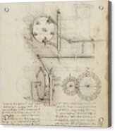Folio F 7r. Codex Madrid I -ms. 8937- 'treaty Of Statics And Mechanics', 192 Folios With 384 Page... Acrylic Print