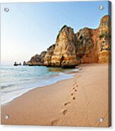 Footsteps In Sand Acrylic Print