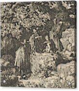 Four Figures Under A Tree Acrylic Print