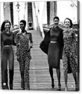Four Models On A Bridge Wearing Diane Von Acrylic Print