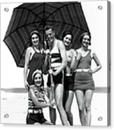 Four Women And One Man Under Beach Acrylic Print