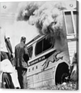 Freedom Riders Near Burning Bus Acrylic Print