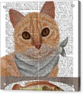 Ginger Cat Fish Dinner Book Print Acrylic Print