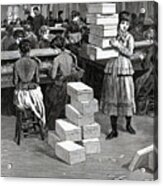 Girl Carrying Boxes Cigarette Factory Acrylic Print