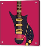 Glam Rock 70s Guitar - Burgundy Acrylic Print