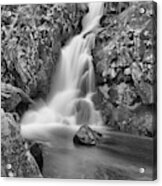 Goldmine Brook Falls Cascades Black And White Acrylic Print
