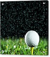 Golf Ball On Tee In Rain Acrylic Print