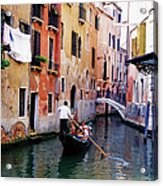 Gondola And Gondolier In A Canal Acrylic Print