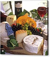 Gourmet Cheese Plate With Red Wine Acrylic Print