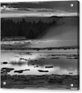 Great Fountain Geyser Sunset Closeup Black And White Acrylic Print
