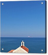 Greek Chapel And The Sea, Crete Acrylic Print