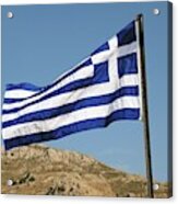 Greek Flag On Tilos Island Acrylic Print