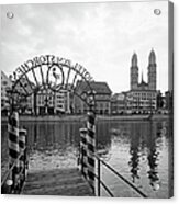 Grossmunster Cathedral And Limmat River Acrylic Print