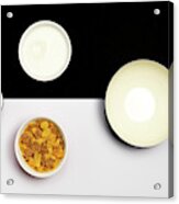 Group Ceramic Bowls With Healthy Cereal Breakfast Acrylic Print