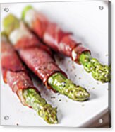 Ham Rolls With Asparagus And Bechamel Acrylic Print