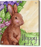 Happy Easter Bunny In Lilacs 2 Acrylic Print