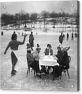 Having Dinner At Table On Ice Rink Acrylic Print