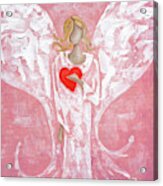 Heard On High Angel - Pink Heart Acrylic Print