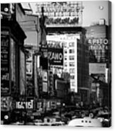Heavy Traffic Moving North On Broadway At 45th St. Past Numerous Movie Theaters Including The Venerable Capitol Theater. Acrylic Print