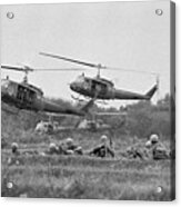 Helicopters Unloading Soldiers In South Acrylic Print