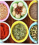 Herbs And Spices In Colorful Silicon Acrylic Print