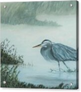 Heron In Mist Acrylic Print