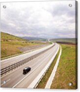 High Angle View Of Car On Highway Against Sky Acrylic Print