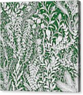 Horizontal Tapestry Design In Green With Flowers, Leaves And Small Butterflies Acrylic Print