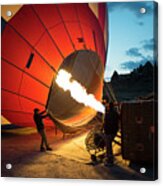 Hot Air Balloons And Workers Acrylic Print