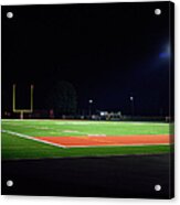 Illuminated American Football Field At Acrylic Print