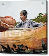 Indian Boy With Canoe Acrylic Print