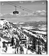 Into The Jackson Hole Clouds Black And White Acrylic Print