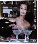 Italian Actress Sophia Loren Pouring Champagne Acrylic Print