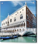 Italy, Veneto, Venezia District, Venetian Lagoon, Adriatic Coast, Venice, St Mark's Square, The Ponte Della Paglia, On The Rio Di Palazzo And The Palazzo Ducale Acrylic Print