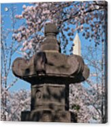 Japanese Stone Lantern And The Washington Monument Ds057 Acrylic Print