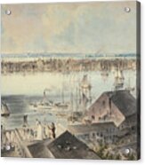 John William Hill -londres, 1812-west Nyack, 1879-. View Of New York From Brooklyn Heights -ca. 1... Acrylic Print