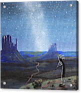 Kokopelli And Milky Way Stars At Monument Valley Acrylic Print
