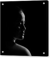 Lady In Black White Mood Acrylic Print