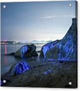 Large Stones Appear To Weep On The Beach Acrylic Print