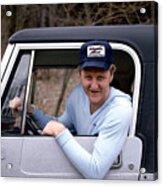 Larry Bird Poses In His Truck Acrylic Print