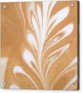 Leaf Pattern On A Latte Acrylic Print