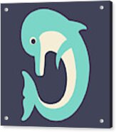 Letter D - Animal Alphabet - Dolphin Monogram Acrylic Print