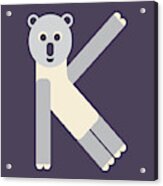 Letter K - Animal Alphabet - Koala Monogram Acrylic Print