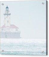 Lighthouse In The Mist Acrylic Print