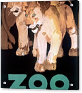 Lion Cubs Vintage Poster Acrylic Print